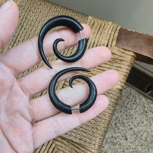 Handmade Black Spiral Earrings